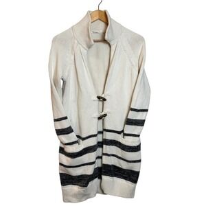 Gap Womens Snow Cap White Striped Cotton Toggle Collar Cardigan Sweater XS